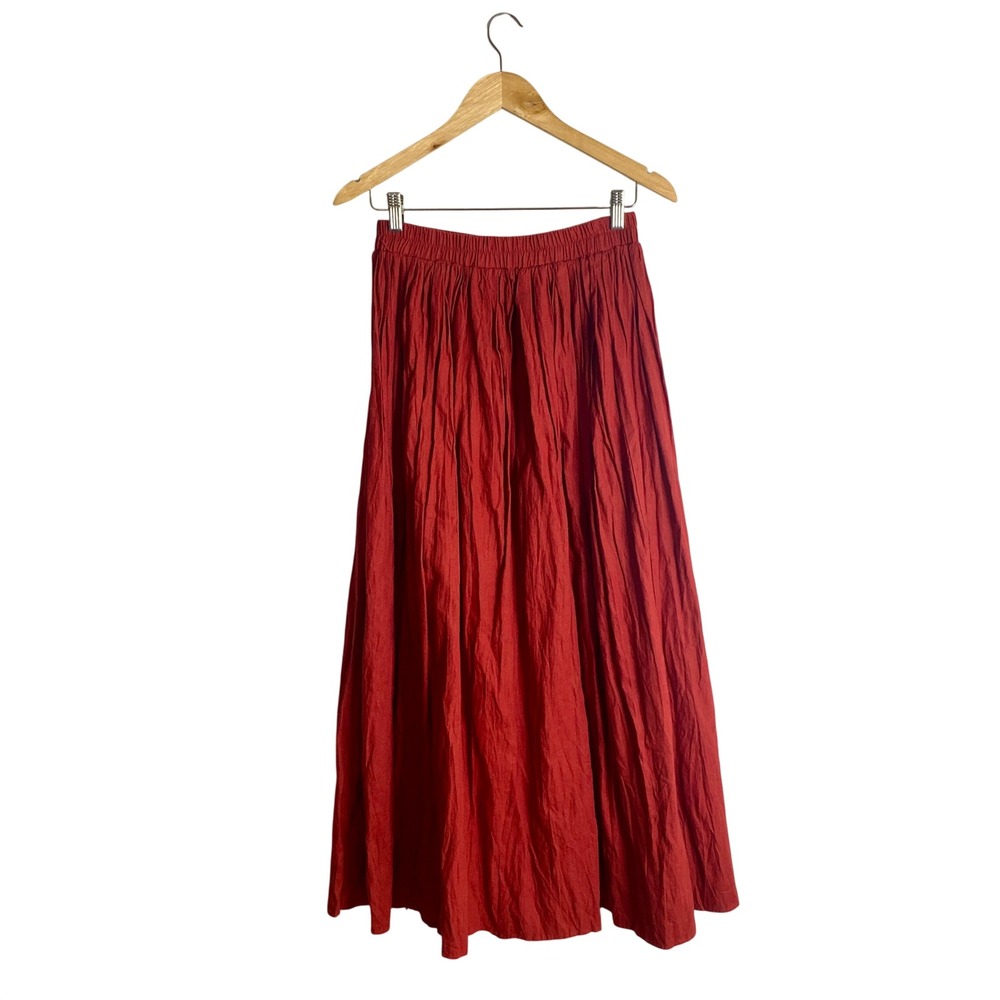 Vintage 90s Pine Cove Linen Blend Crinkle Broomstick Maxi Skirt Boho Cottage - Picture 3 of 6